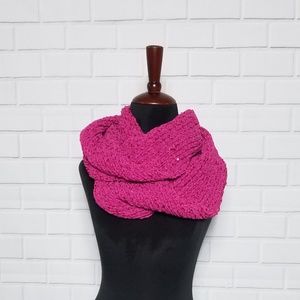 Betsey Johnson pink knit infinity scarf